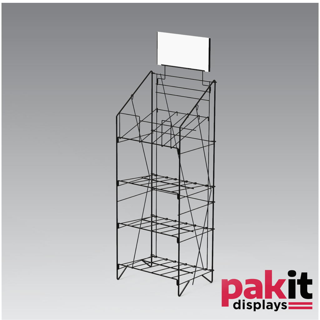 4 TIER NEWSPAPER RACK 1 PER CARTON BLACK PC