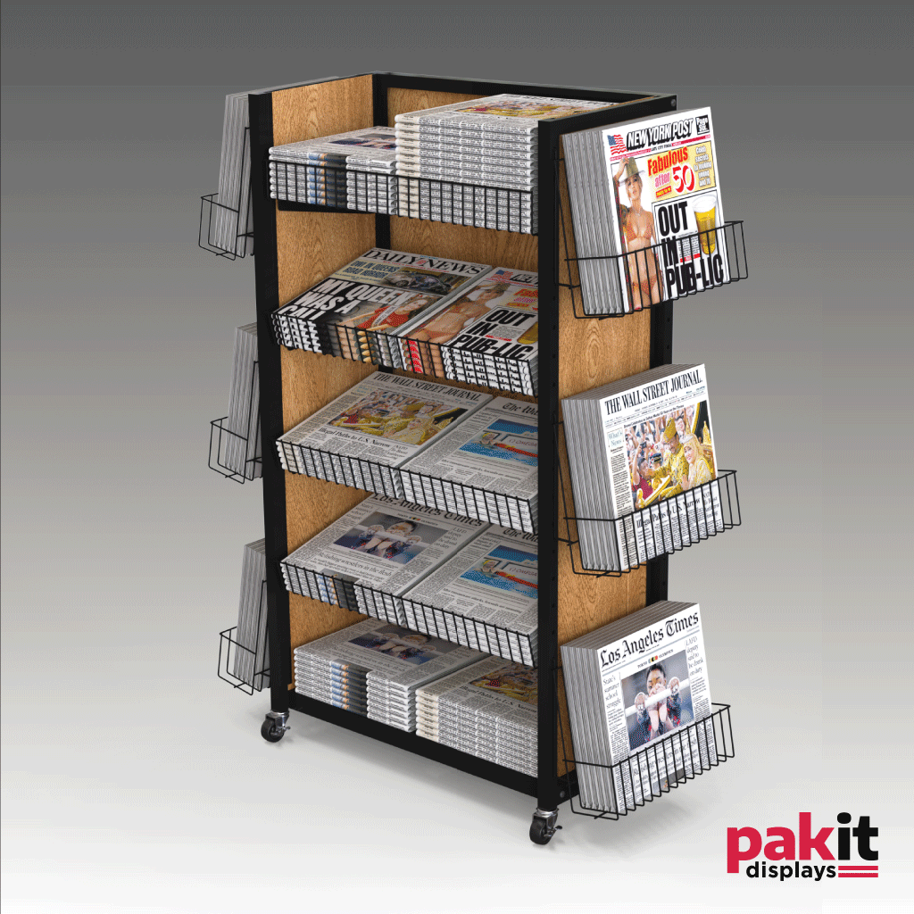 3 SIDED NEWSPAPER RACK 1 PER CARTON BLACK POWDER