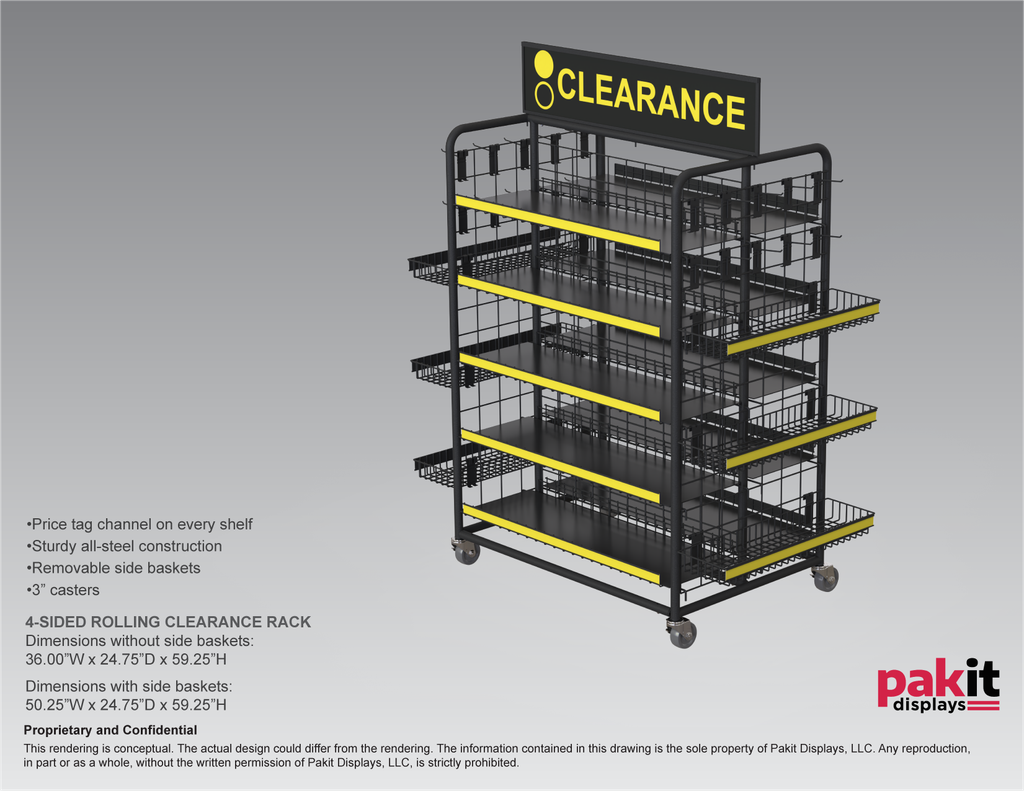 4 SIDED CLEARANCE FLOOR DISPLAY 1 PER 2 CARTONS BLACK PC