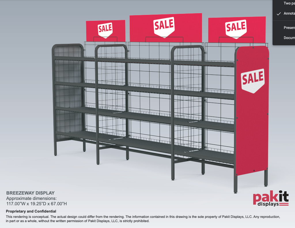 [20220225CN1/3] BREEZEWAY 3 SECTION FLOOR DISPLA (1 of 3) CARTONS BLACK POWDER COATE