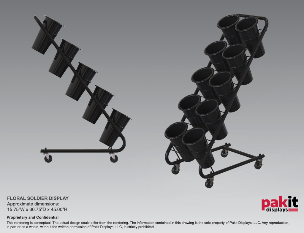 [D20220094USS] FLORAL SOLDIERS 5TIER/10 BUCKET 1 PER CARTON BLACK POWDER COAT