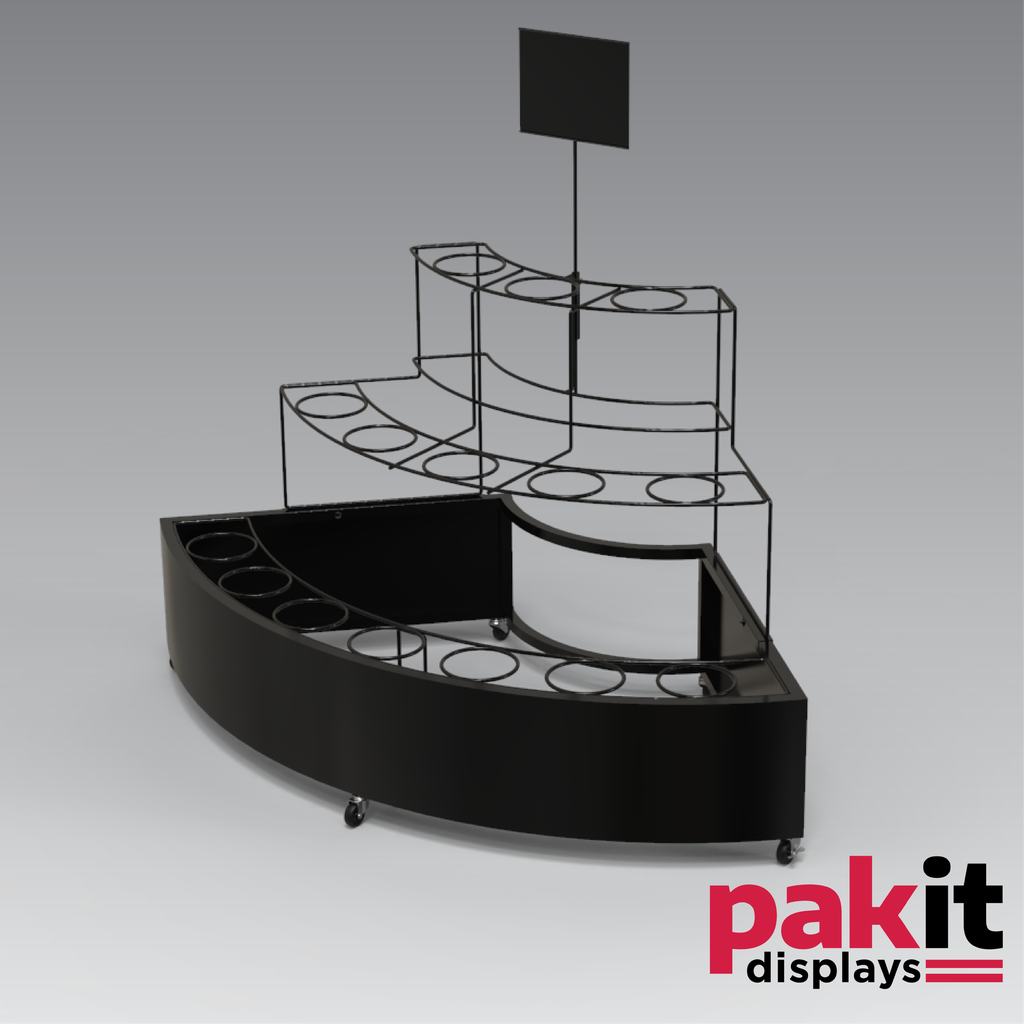 [D20210296USS] FLORAL RACK, TIERED W GRAPHIC ST 1 PER CARTON BLACK GLOSS